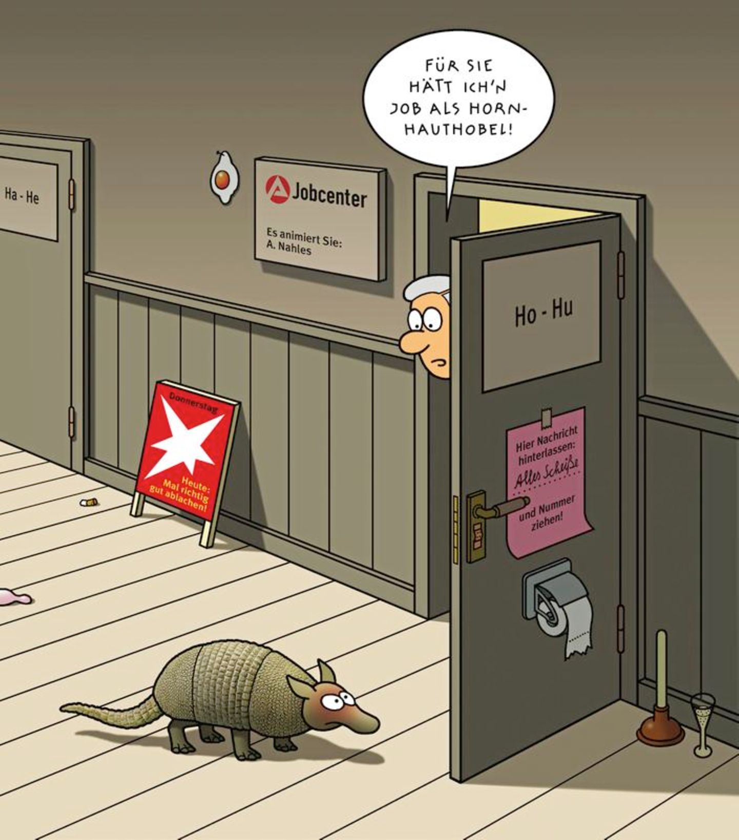Cartoon zum Tag des Notrufs: Wo bleibt Feuerwehrmann Horst?