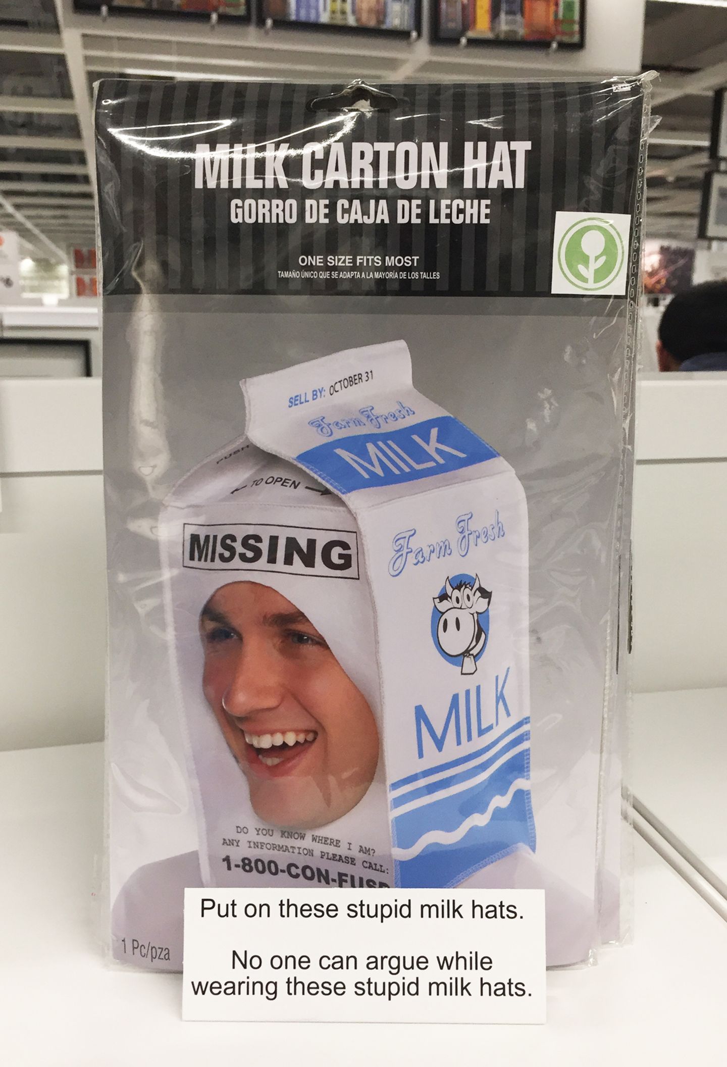Wer kann schon ernsthaft streiten, wenn er dabei einen komischen Hut in Form eines Milchkartons auf dem Koof trägt?