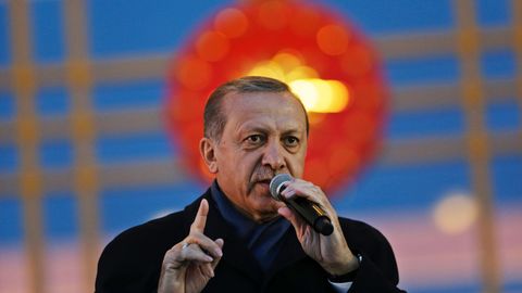 Türkei-Staatspräsident Recep Tayyip Erdogan bei einer Rede