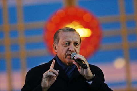 Türkei-Staatspräsident Recep Tayyip Erdogan bei einer Rede