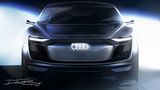Die Front des Audi e-tron Sportback Concept beinhaltet leuchtende Ringe
