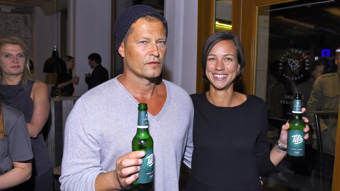 Til Schweiger und seine damalige Lebensgefährtin Marlene Shirley bei der Eröffnung seines Restaurants "Barefood Deli" in Hamburg