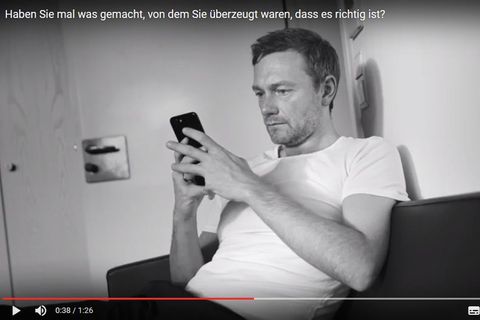 Christian Lindner in seinem neuen Werbespot