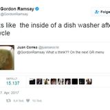 Diese Suppe ist bei Gordon Ramsay unten durch. Sie sehe es aus wie das Innere einer Spülmaschine nach ihrem Durchlauf.