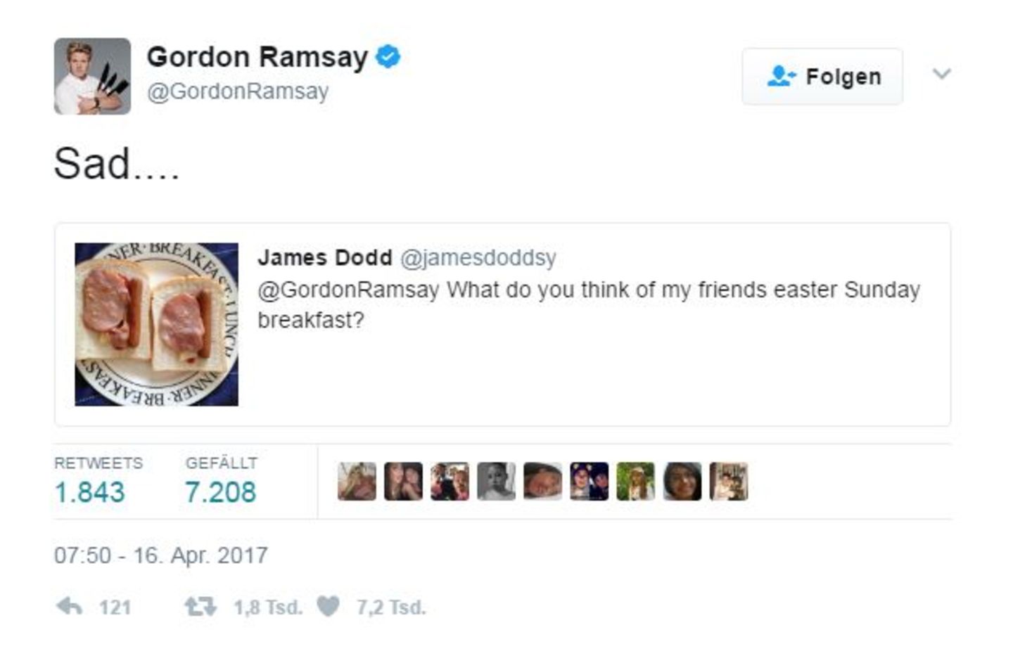 Wie Gordon Ramsay dieses Frühstück findet? Einfach nur "traurig".
