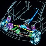 So sah die technische Zeichnung der Vorderachse inklusive Lenkung beim BMW E1 (Z11) aus