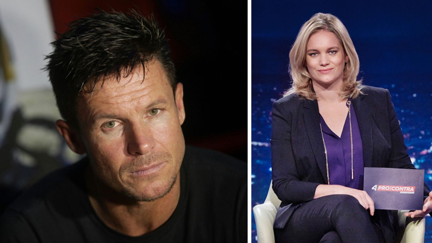 Der Ex-Extremsportler Felix Baumgartner und die Moderatorin Corinna Milborn, beide aus Österreich