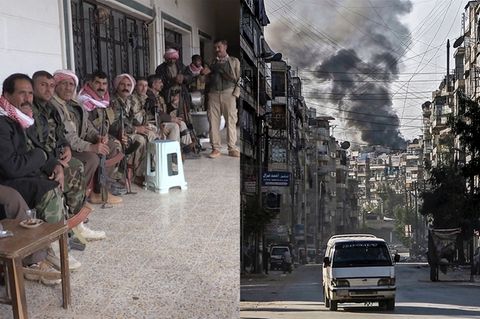 Syrien Krieg Kämpfer Bombeneinschlag
