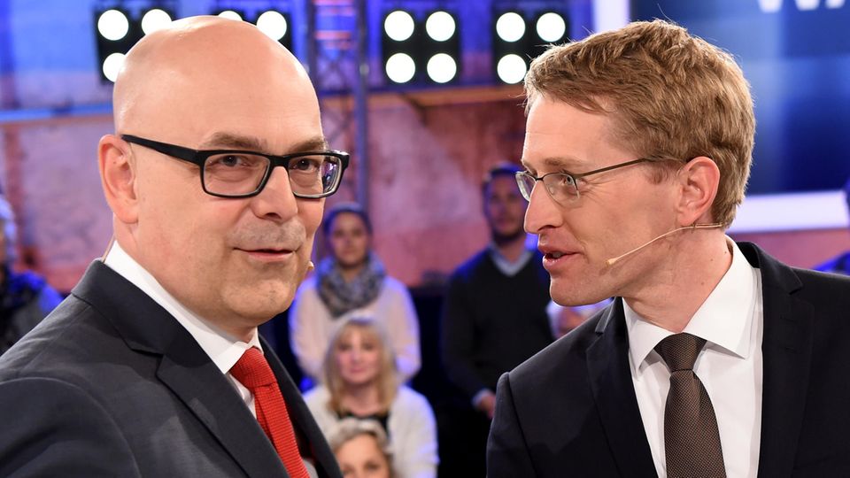 SPD-Ministerpräsident Torsten Albig (l.) und sein CDU-Herausforderer Daniel Günther vor dem "Schlampen"-Vorwurf