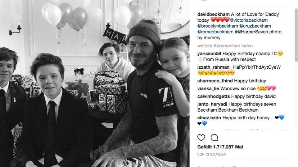 David Beckham feiert seinen Geburtstag umringt von seinen Kindern