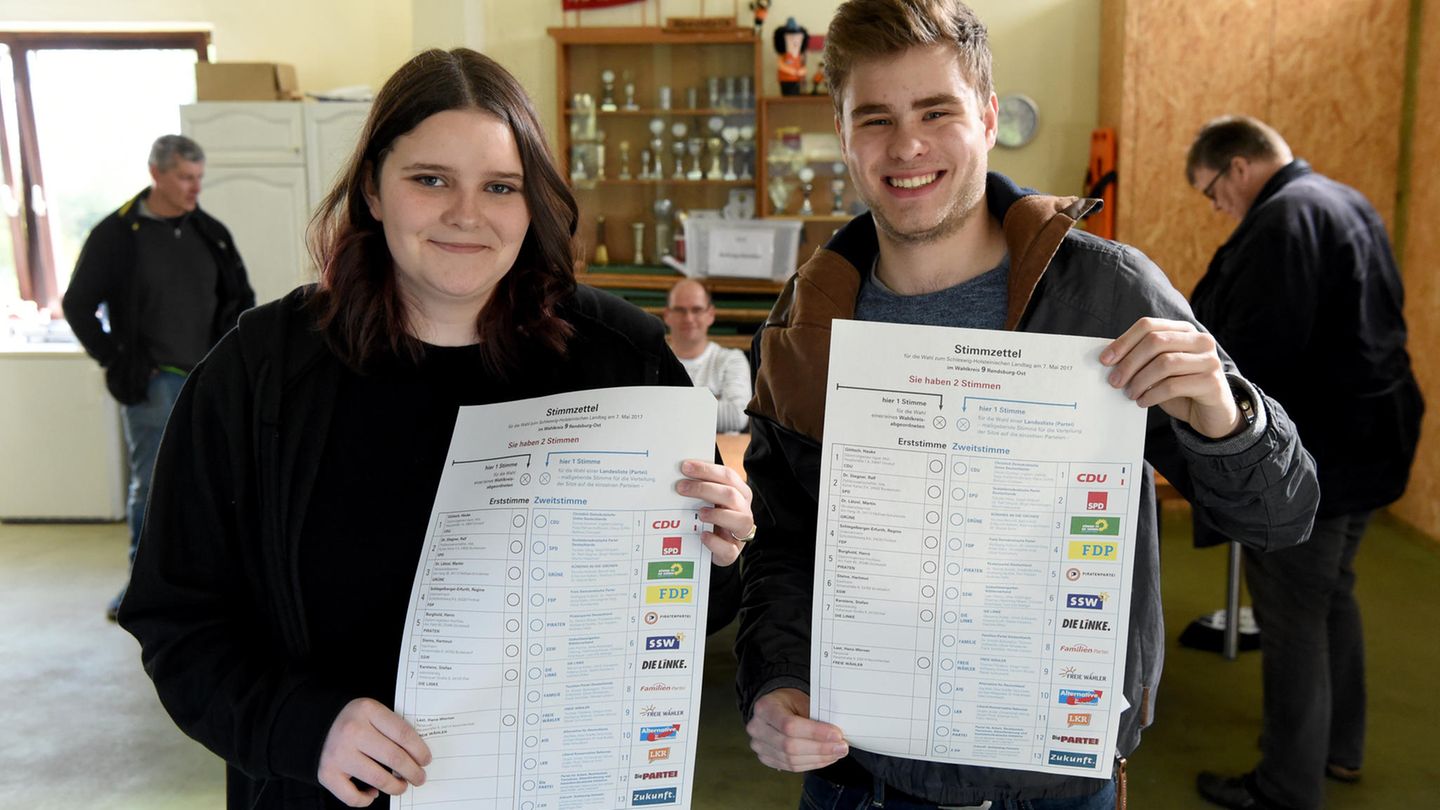 Jungwähler bei Stimmabgabe in Schleswig-Holstein