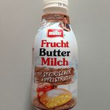 Was ist denn eine Buttermilch "Typ Steirischer Apfelstrudel"? Die Zutatenliste zeigt: 5 Prozent Apfelsaft und etwas Aroma sollen die Steiermark in die Milch bringen. Auf typische Apfelstrudel-Bestandteile wie Rosinen oder Zimt verzichten die Macher lieber.