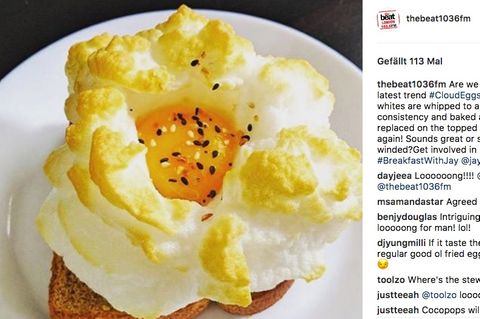 Cloudegg: Aufgeschlagenes Eiweiß gebacken mit Eigelb in der Mitte
