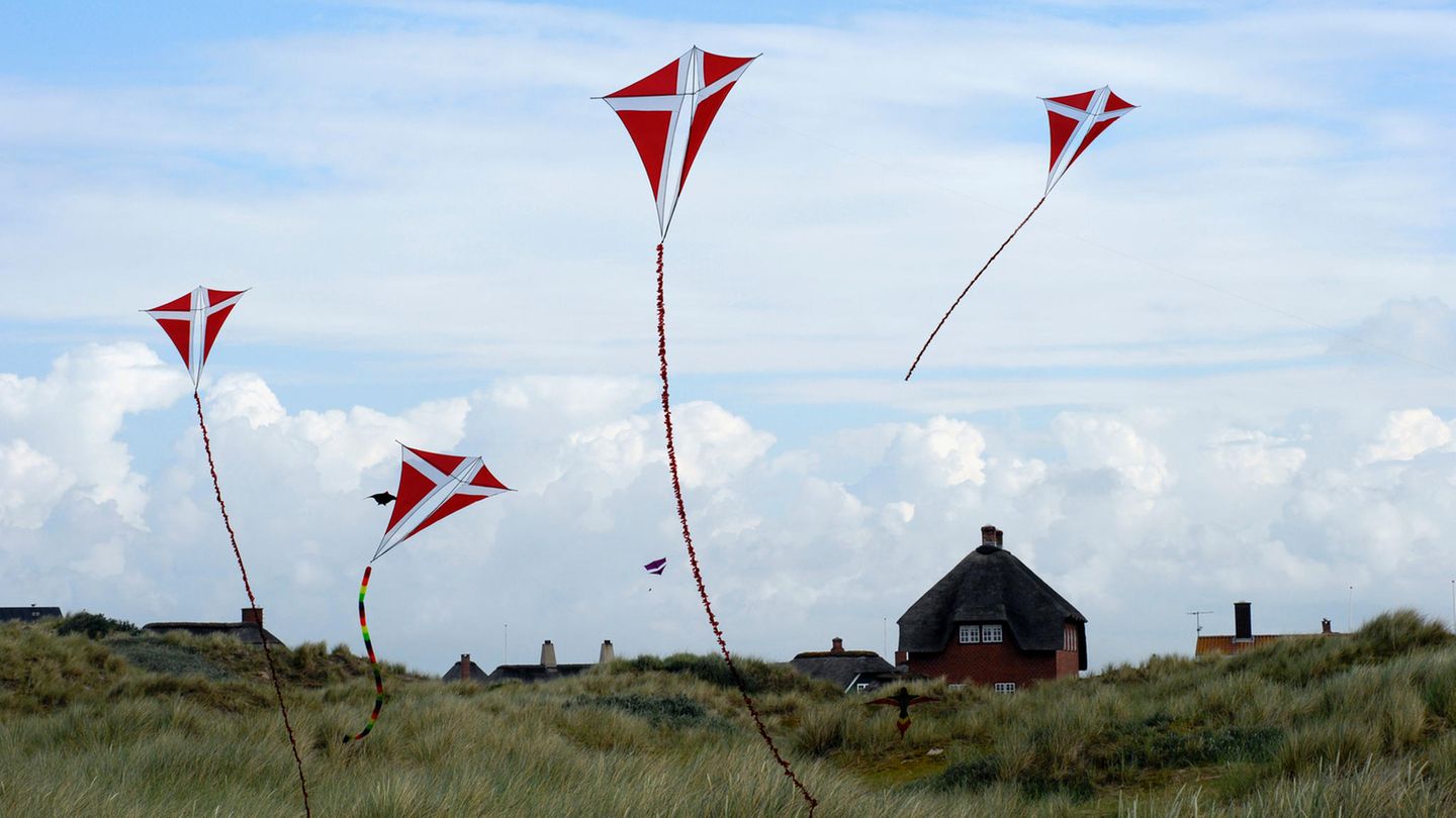 Drachensteigen im Nordseewind auf Fanø