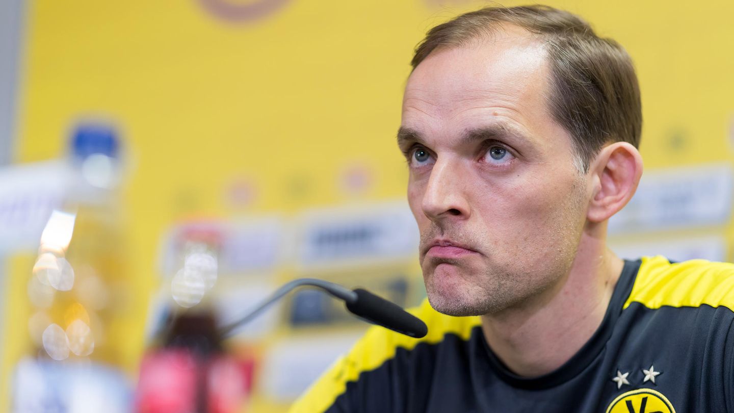 BVB-Coach Thomas Tuchel während einer Pressekonferenz