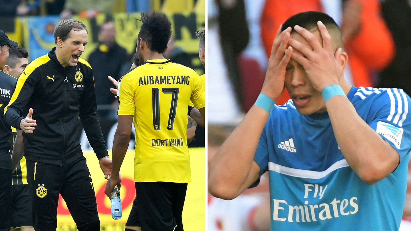 Für den BVB (l.) geht es um die direkte Qualifikation für die Champions League, für Bobby Wood (r.) und den HSV um den Klassenerhalt