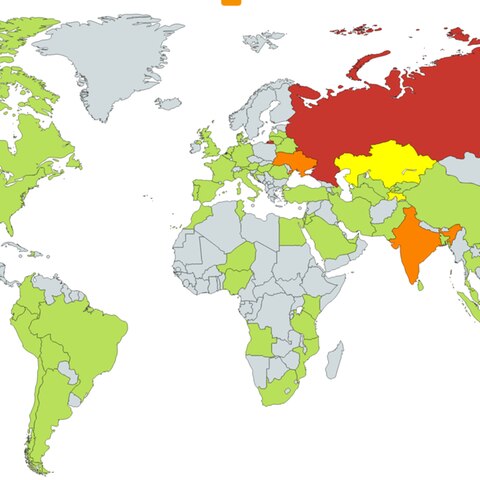 Eine Weltkarte zeigt die Verbreitung des Erpressungstrojaners Wannacry