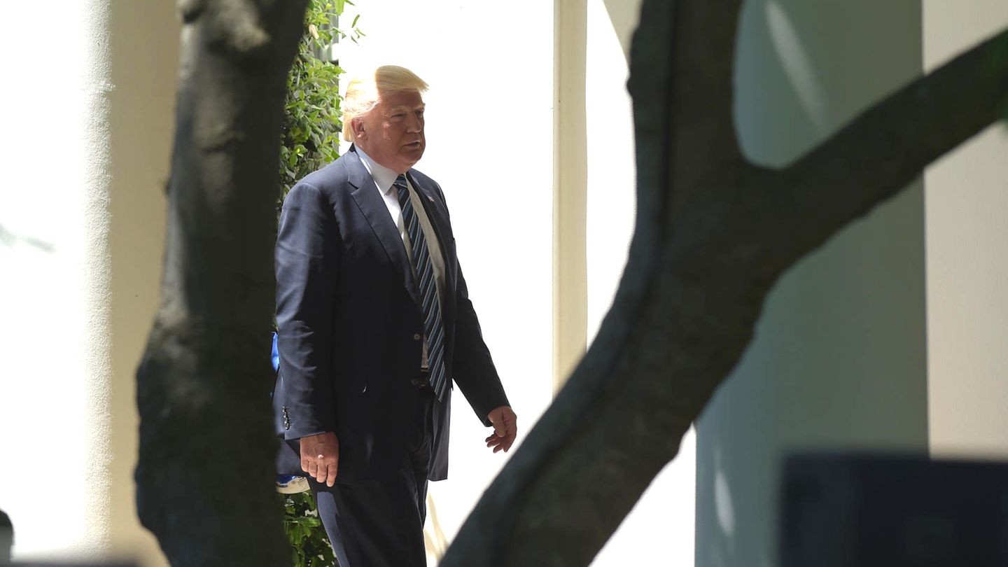Donald Trump alleine im Garten des Weißen Hauses