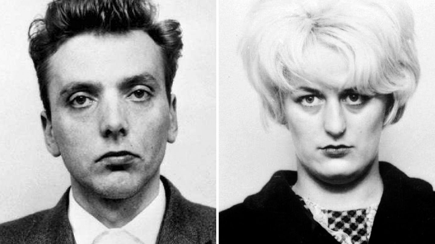 Eine Kombo aus Polizeifotos von Ian Brady und Myra Hindley