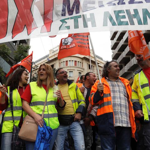 Protest gegen das neunte Sparpaket in Athen, Griechenland