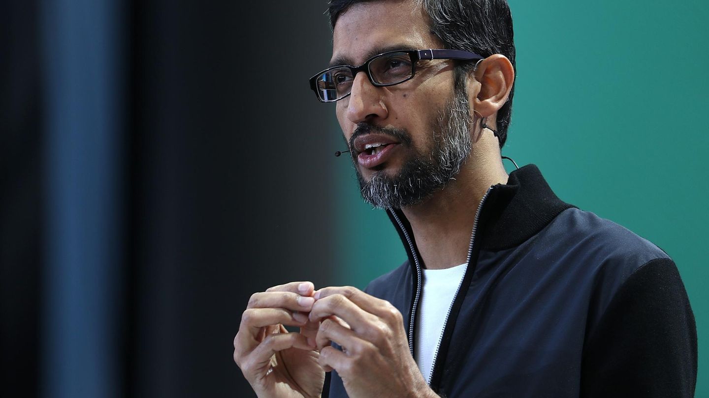 Google-Chef Sundar Pichai bei der ersten Keynote der Entwicklerkonferenz Google I/O.