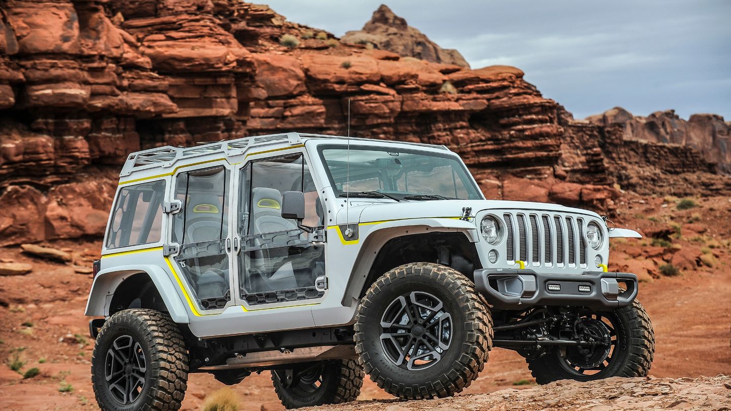  Glashaus auf Rädern? Nicht ganz: Der Jeep Safari ist eine Leichtbau-Variante, dessen Aluminium-Türrahmen mit durchsichtigem Vinyl bespannt .