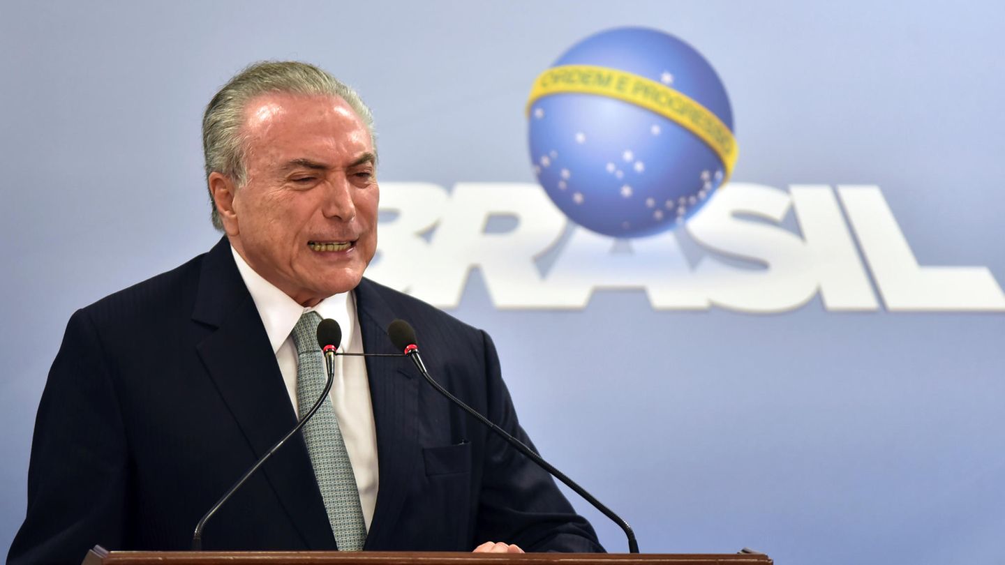 Brasiliens Präsident Michel Temer gibt eine Pressekonferenz