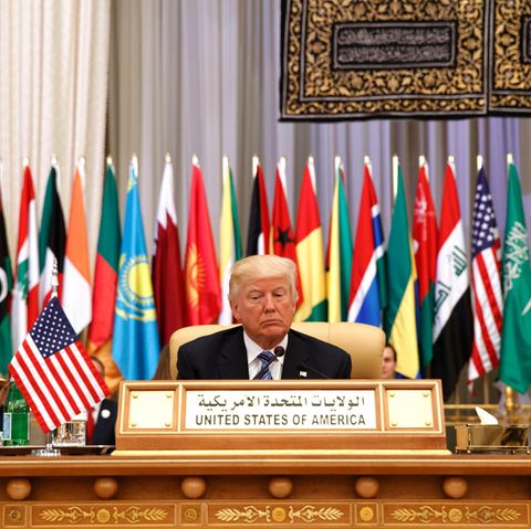 US-Präsident Donald Trump beim Gipfeltreffen mit Führern islamischer Staaten im König-Abdulaziz-Kongresszentrum in Riad