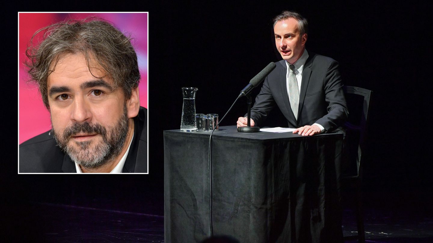 Der TV-Moderator Jan Böhmermann und der in der Türkei inhaftierte Journalist Deniz Yücel (kleines Foto)
