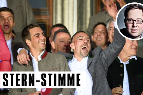 Die Meisterfeier des FC Bayern München: inszeniert und humorfrei , findet Phillip Köster