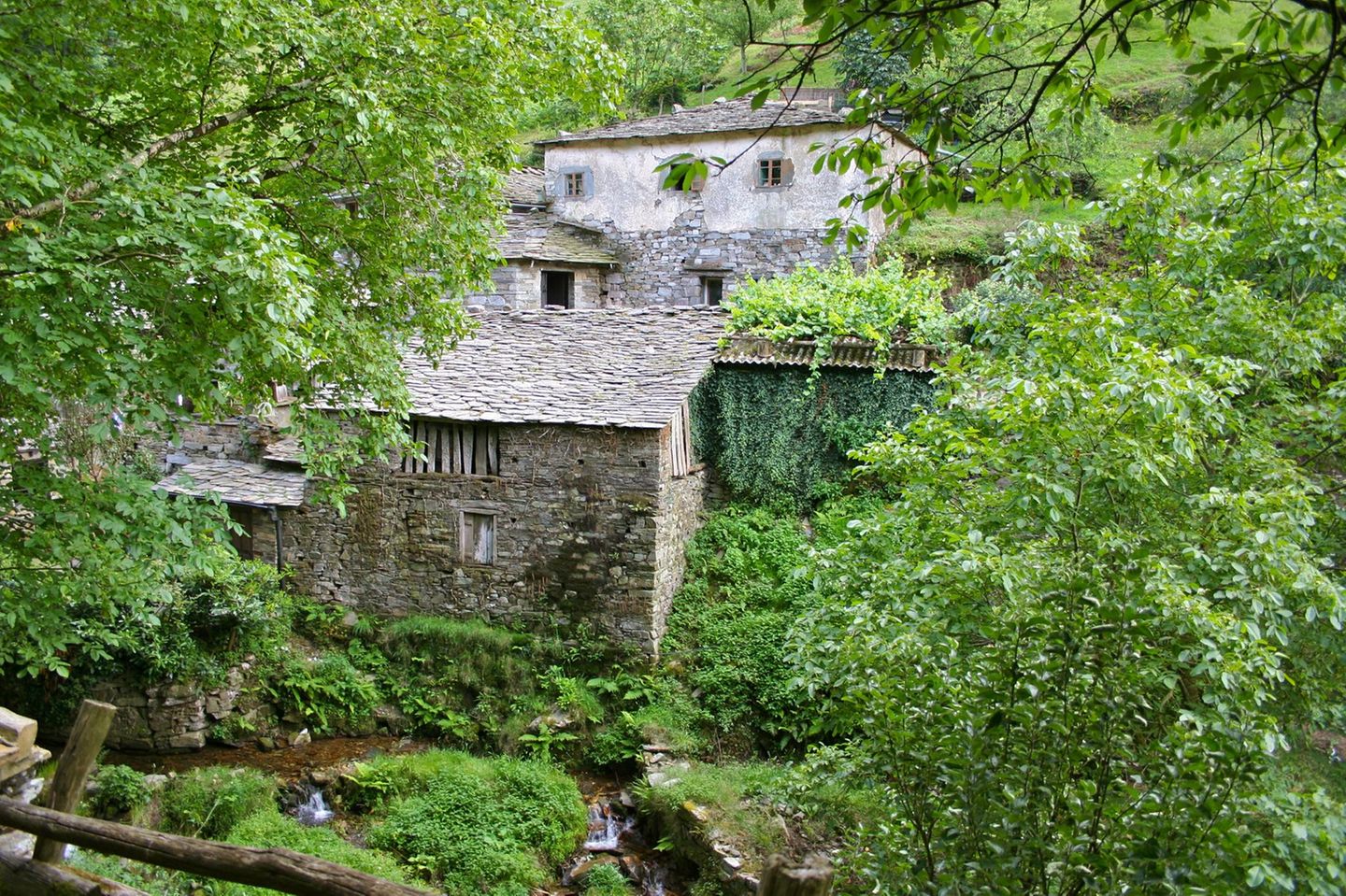 Tief in den Wäldern  Wie weite Teile des Hinterlands bekam Taramundi, hart an der Grenze zu Galizien, erst nach Francos Tod mit einer neuen Straße eine Chance. Die Gemeinde schuf Wanderwege durch die dichten Wälder aus Eichen und Kastanien, belebte traditionelle Handwerke wie das Messerschmieden neu und richtete Kulturdenkmäler wie Os Teixos, das die Wasserkraft seit langem erfindungsreich nutzte, in der typischen Bauweise aus Bruchsteinen und Schieferplatten wieder her. Mit dem Ausbau einer alten Pfarrei zum gehoben rustikalen Hotel La Rectoral kam 1986 Komfort in den ländlichen Tourismus. Mangel an Welt, wie sich sein Name übersetzen lässt, hat Taramundi heute nicht mehr.