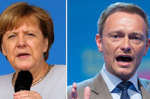 Kombo mit Angela Merkel und Christian Lindner - Union und FDP hätten derzeit eine regierungsfähige Mehrheit im Bund