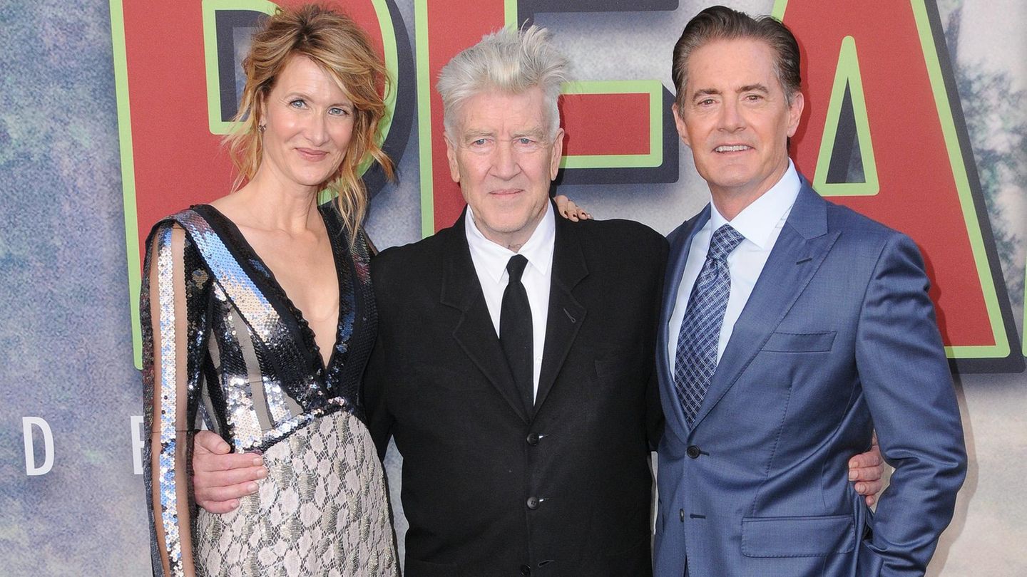 Regisseur David Lynch mit den Schauspielern Laura Dern und Kyle MacLachlan bei der Premiere der neuen "Twin Peaks"-Staffel