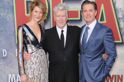 Regisseur David Lynch mit den Schauspielern Laura Dern und Kyle MacLachlan bei der Premiere der neuen "Twin Peaks"-Staffel