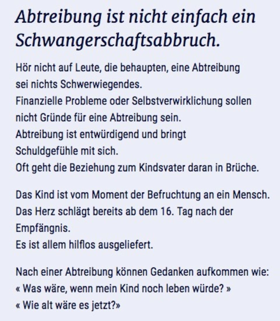Schenkt man der unausgewogenen Beratung der SHMK Glauben, gibt es keinen Grund, eine Schwangerschaft abzubrechen