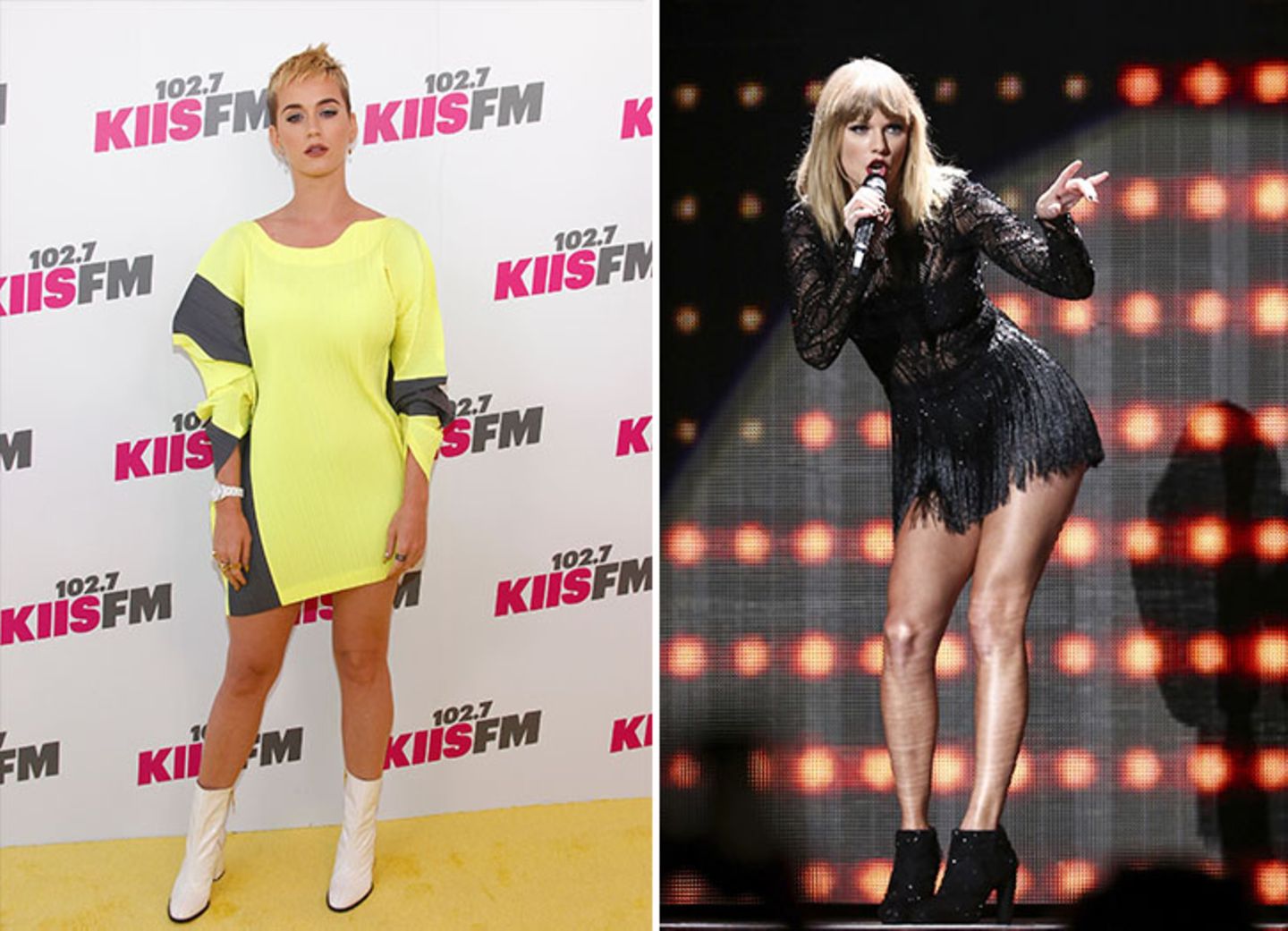 Zwei Bilder von den Sängerinnen Katy Perry und Taylor Swift