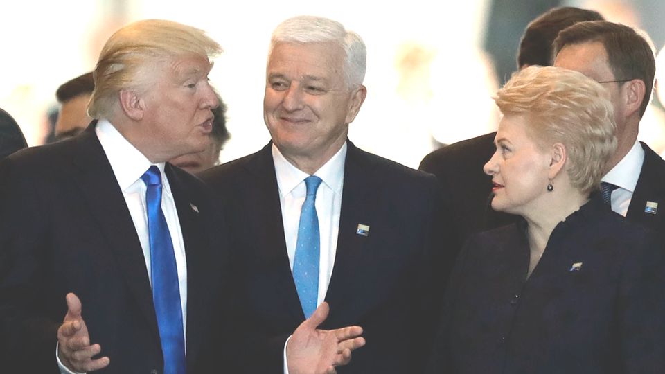 US-Präsident Donald Trump, Montenegros Premierminister Duško Marković und Litauens Präsidentin Dalia Grybauskaitė (v.l.n.r.)