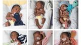 Die drei Mädchen und drei Jungen kamen nach etwas mehr als 30 Wochen Schwangerschaft am 11. Mai auf die Welt. Sie wurden im Kinderkrankenhaus der Virginia Universität in Richmond via Kaiserschnitt geboren. Ein 40-köpfiges Ärzteteam hatte sich um die Kleinen gekümmert.     In Nigeria waren die Ärzte zunächst von Vierlingen ausgegangen. In Richmond folgte die Überraschung: Das Paar erwartete sogar Sechslinge. Ob die Kinder auf natürlichem Weg gezeugt wurden oder durch eine künstliche Befruchtung entstanden, ist nicht bekannt.