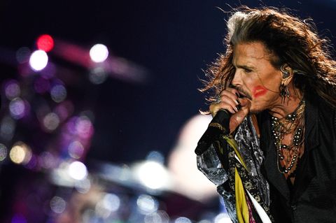 Aerosmith-Frontmann Steven Tyler während eines Konzerts in Moskau, Russland.