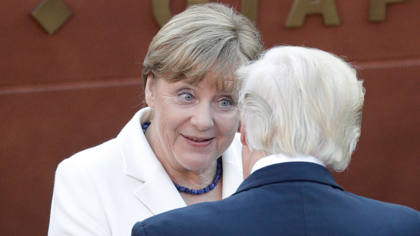 Bundeskanzlerin Angela Merkel mit US-Präsident Donald Trump auf Sizilien