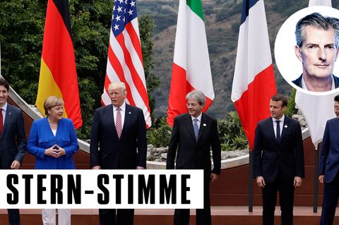 Angela Merkel und Donald Trump (2.v.l.) mit den anderen Staatschefs der G7-Nationen