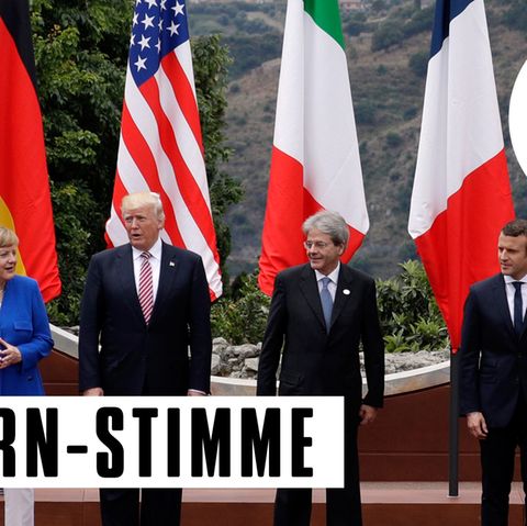 Angela Merkel und Donald Trump (2.v.l.) mit den anderen Staatschefs der G7-Nationen