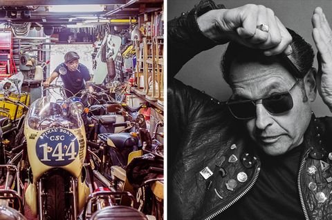 Collage: Motorradwerkstatt; Nigel Stark