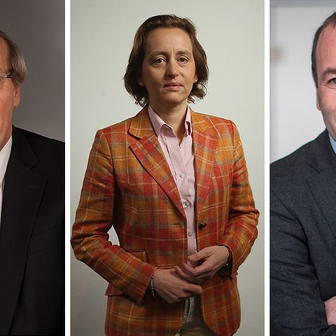 EU-Parlamentarier Norbert Neuser (SPD), Beatrix von Storch (AfD), Manfred Weber (CSU)