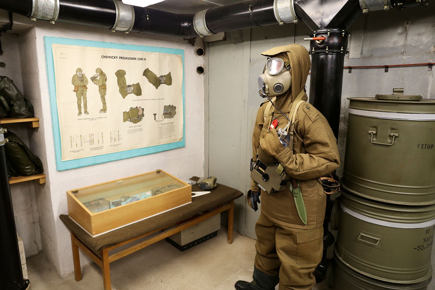 Ausstellung im Kahan III Bunker in Tschechien - die Bunker dieser Anlage gehen auf die Zeit vor dem Zweiten Weltkrieg zurück. 