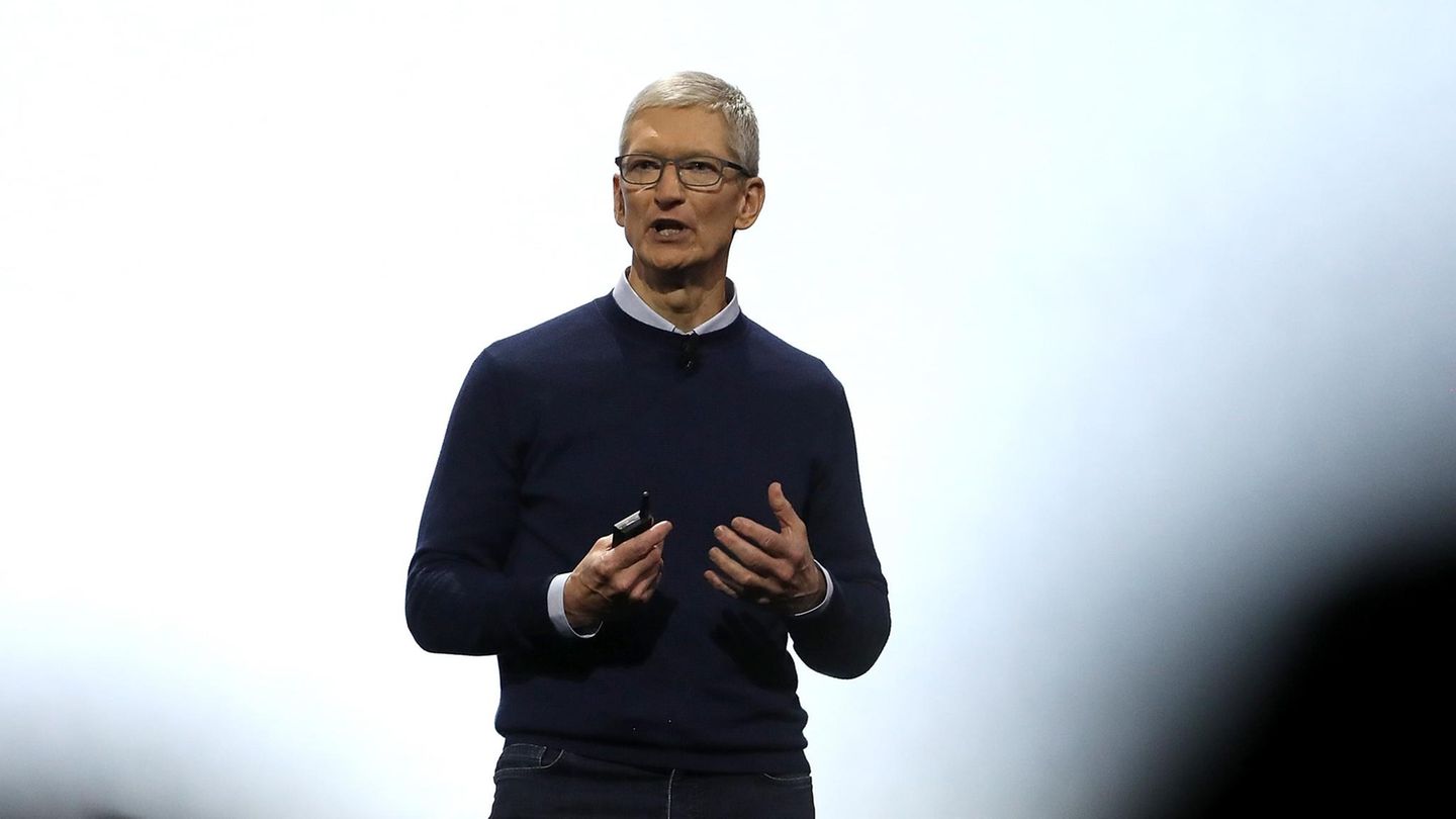 Apple-Chef Tim Cook auf der WWDC-Präsentation des HomePod