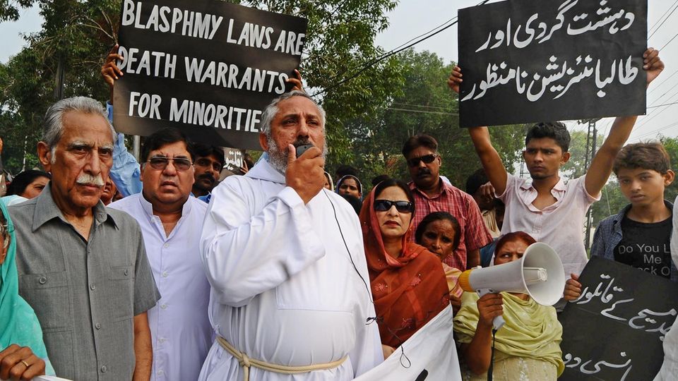 Demonstration gegen Blasphemie-Gesetze in Pakistan