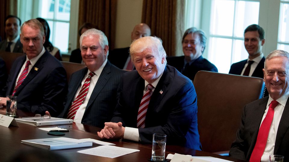 Donald Trump Donald Trump bei seiner ersten Kabinettssitzung