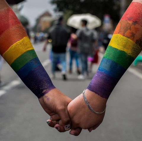 Anhänger der Gay Pride Parade in Bogota, Kolumbien