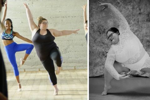 Lizzy steht auf einem Bein in der Pose einer Ballerina